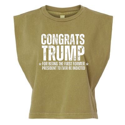 Congrats Trump Indicted, Funny Political Garment-Dyed Women's Muscle Tee