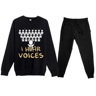 Choir Teacher I Hear Voices Funny Tee Chorister Premium Crewneck Sweatsuit Set