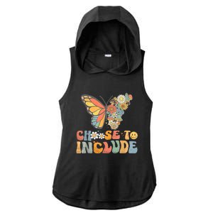 Choose To Include Special Education Teacher Floral Butterfly Ladies PosiCharge Tri-Blend Wicking Draft Hoodie Tank