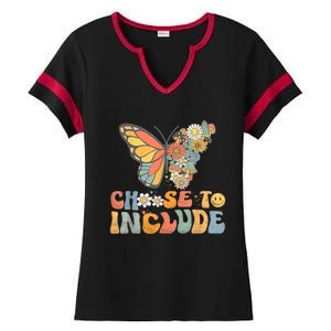 Choose To Include Special Education Teacher Floral Butterfly Ladies Halftime Notch Neck Tee