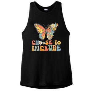 Choose To Include Special Education Teacher Floral Butterfly Ladies PosiCharge Tri-Blend Wicking Tank