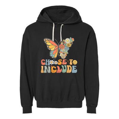 Choose To Include Special Education Teacher Floral Butterfly Garment-Dyed Fleece Hoodie