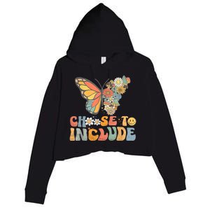 Choose To Include Special Education Teacher Floral Butterfly Crop Fleece Hoodie