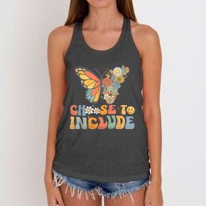 Choose To Include Special Education Teacher Floral Butterfly Women's Knotted Racerback Tank