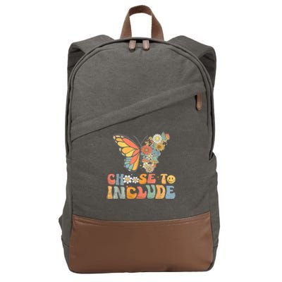 Choose To Include Special Education Teacher Floral Butterfly Cotton Canvas Backpack