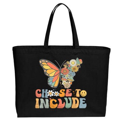 Choose To Include Special Education Teacher Floral Butterfly Cotton Canvas Jumbo Tote