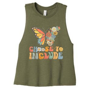 Choose To Include Special Education Teacher Floral Butterfly Women's Racerback Cropped Tank