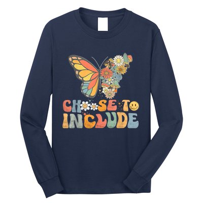 Choose To Include Special Education Teacher Floral Butterfly Long Sleeve Shirt