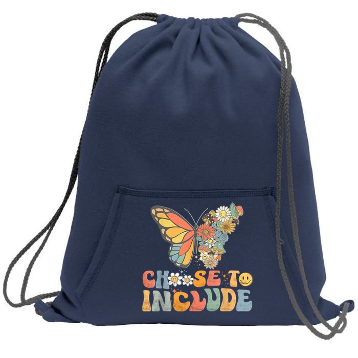 Choose To Include Special Education Teacher Floral Butterfly Sweatshirt Cinch Pack Bag