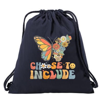 Choose To Include Special Education Teacher Floral Butterfly Drawstring Bag