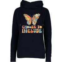 Choose To Include Special Education Teacher Floral Butterfly Womens Funnel Neck Pullover Hood