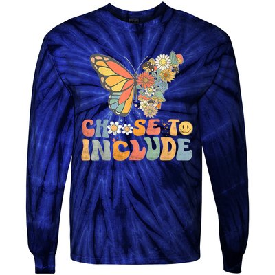 Choose To Include Special Education Teacher Floral Butterfly Tie-Dye Long Sleeve Shirt