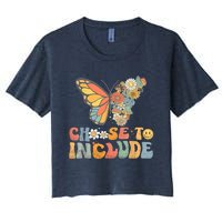 Choose To Include Special Education Teacher Floral Butterfly Women's Crop Top Tee