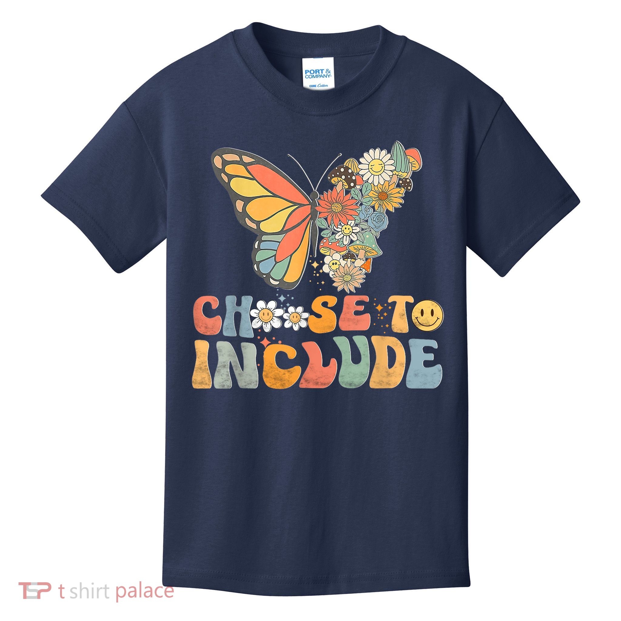 Choose To Include Special Education Teacher Floral Butterfly Kids T-Shirt