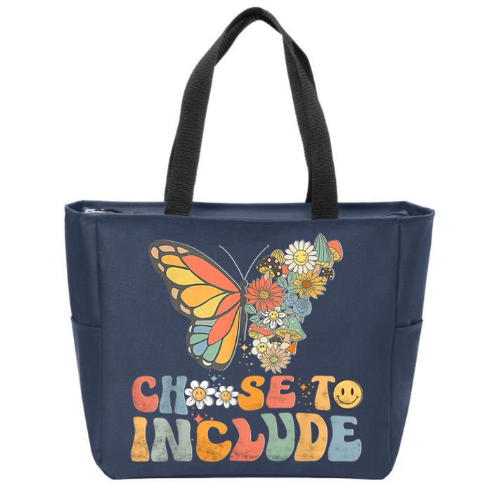 Choose To Include Special Education Teacher Floral Butterfly Zip Tote Bag