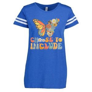 Choose To Include Special Education Teacher Floral Butterfly Enza Ladies Jersey Football T-Shirt