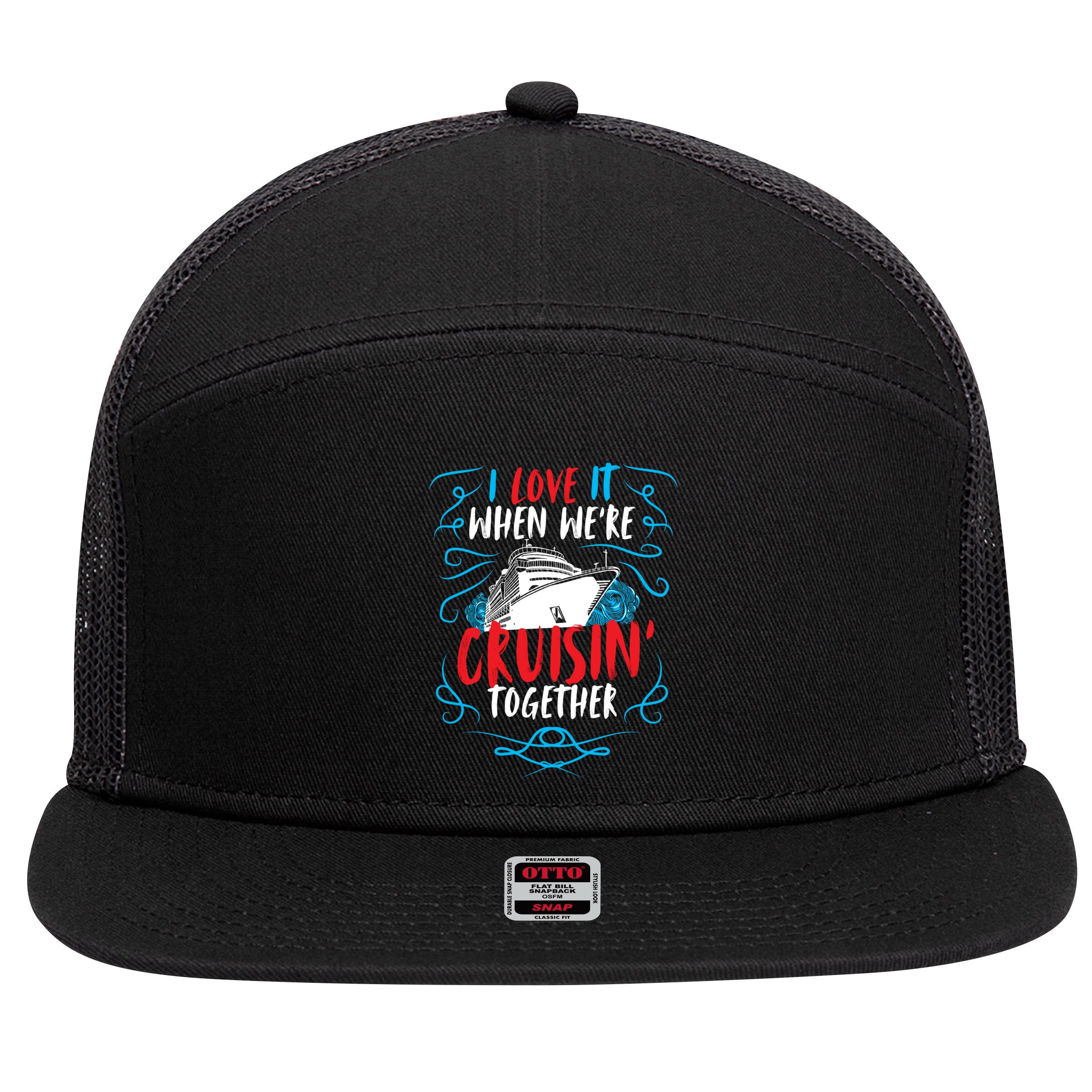 Cruisin Together I Cruise Ship Cruise Boat Cruise Cool Gift 7 Panel Mesh Trucker Snapback Hat