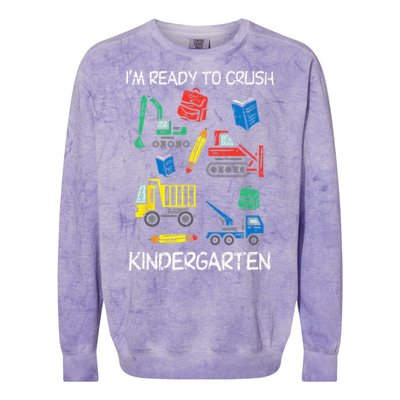 Construction Trucks Im Ready To Crush Kindergarten Kids Colorblast Crewneck Sweatshirt