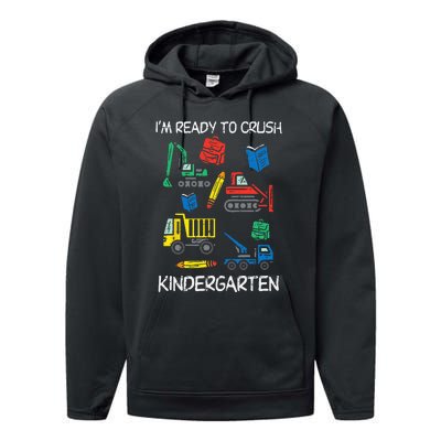 Construction Trucks Im Ready To Crush Kindergarten Kids Performance Fleece Hoodie