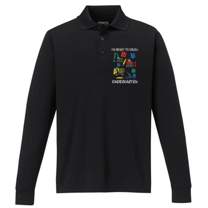 Construction Trucks Im Ready To Crush Kindergarten Kids Performance Long Sleeve Polo