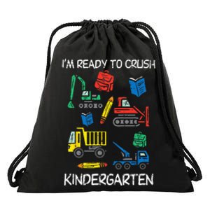 Construction Trucks Im Ready To Crush Kindergarten Kids Drawstring Bag