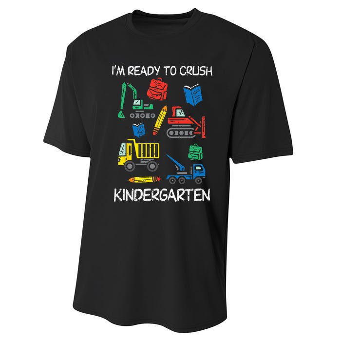 Construction Trucks Im Ready To Crush Kindergarten Kids Performance Sprint T-Shirt