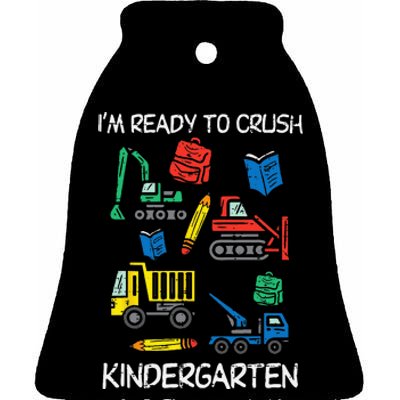 Construction Trucks Im Ready To Crush Kindergarten Kids Ceramic Bell Ornament