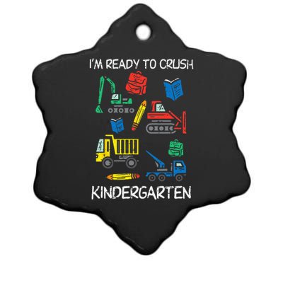 Construction Trucks Im Ready To Crush Kindergarten Kids Ceramic Star Ornament