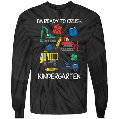 Construction Trucks Im Ready To Crush Kindergarten Kids Tie-Dye Long Sleeve Shirt