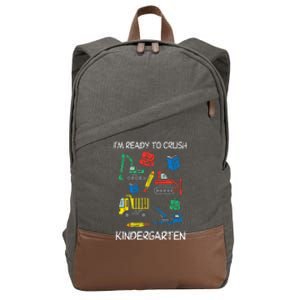 Construction Trucks Im Ready To Crush Kindergarten Kids Cotton Canvas Backpack