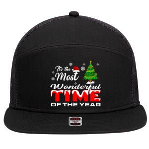 Christmas Trees ItS The Most Wonderful Time Of The Year 7 Panel Mesh Trucker Snapback Hat