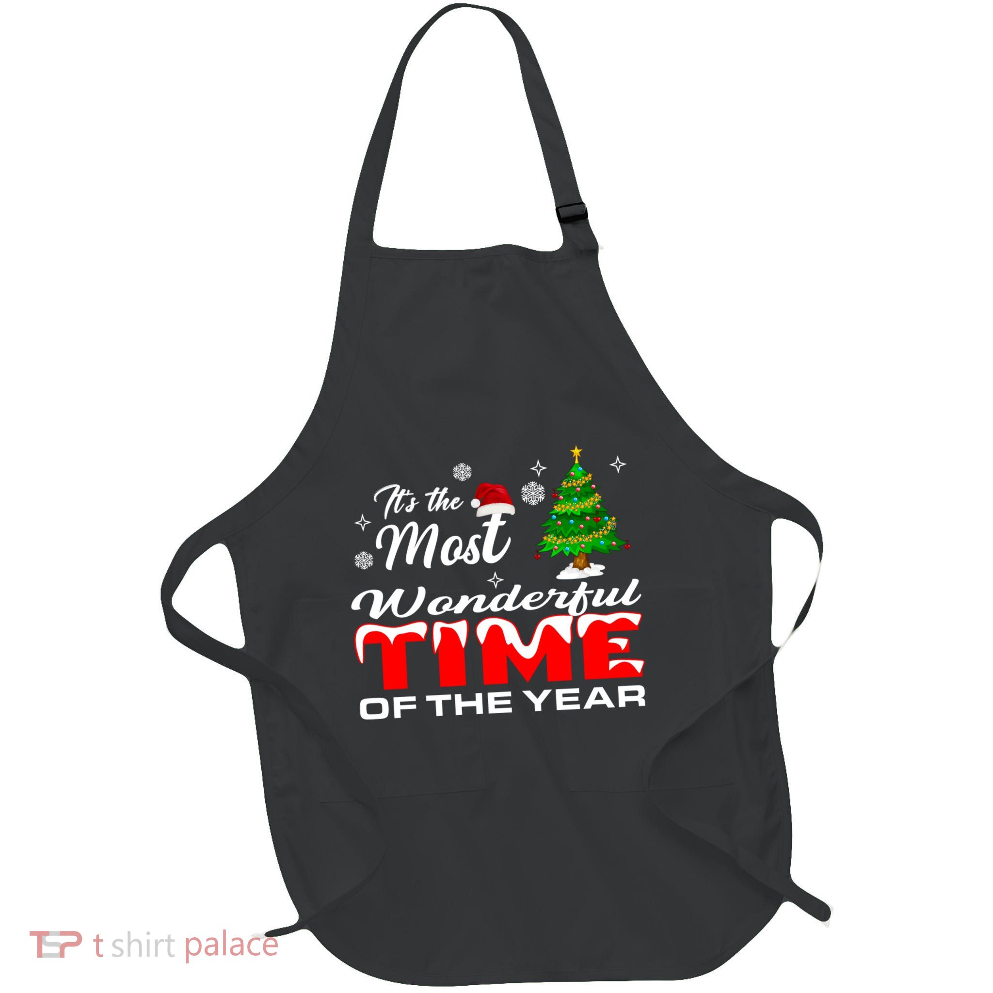 Christmas Trees ItS The Most Wonderful Time Of The Year Full-Length Apron With Pockets