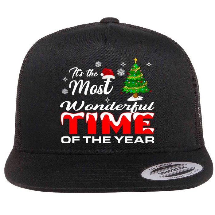 Christmas Trees ItS The Most Wonderful Time Of The Year Flat Bill Trucker Hat