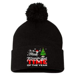 Christmas Trees ItS The Most Wonderful Time Of The Year Pom Pom 12in Knit Beanie