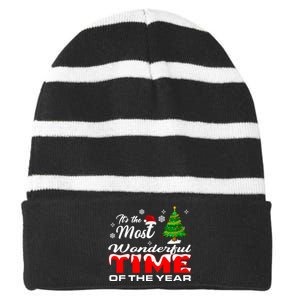 Christmas Trees ItS The Most Wonderful Time Of The Year Striped Beanie with Solid Band