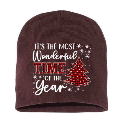 Christmas Trees ItS The Most Wonderful Time Of The Year Short Acrylic Beanie