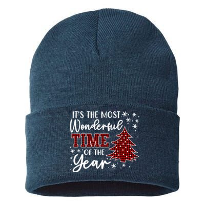 Christmas Trees ItS The Most Wonderful Time Of The Year Sustainable Knit Beanie