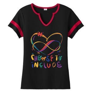 Choose To Include Autism Awareness Ladies Halftime Notch Neck Tee