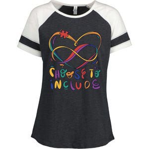 Choose To Include Autism Awareness Enza Ladies Jersey Colorblock Tee