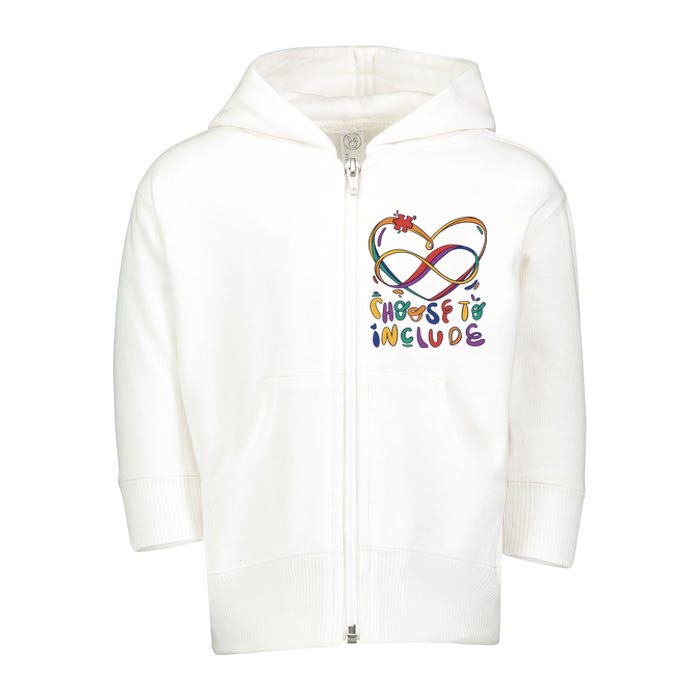 Choose To Include Autism Awareness Toddler Zip Fleece Hoodie