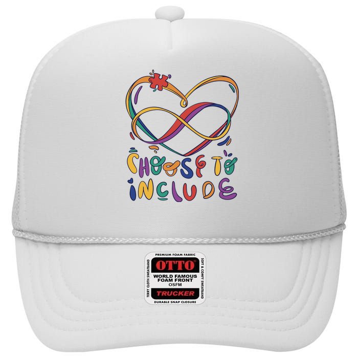 Choose To Include Autism Awareness High Crown Mesh Back Trucker Hat