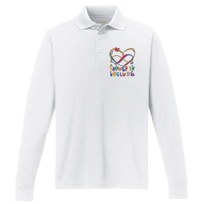 Choose To Include Autism Awareness Performance Long Sleeve Polo