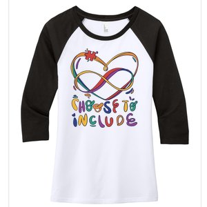 Choose To Include Autism Awareness Women's Tri-Blend 3/4-Sleeve Raglan Shirt