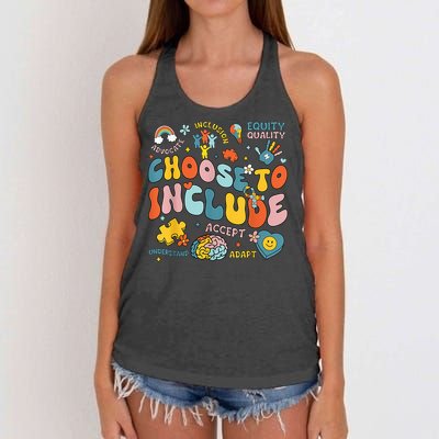 Choose To Include Inclusion Matters Autism Awareness Teacher Women's Knotted Racerback Tank