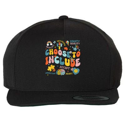 Choose To Include Inclusion Matters Autism Awareness Teacher Wool Snapback Cap
