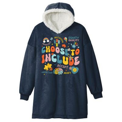 Choose To Include Inclusion Matters Autism Awareness Teacher Hooded Wearable Blanket