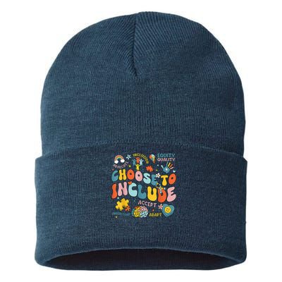 Choose To Include Inclusion Matters Autism Awareness Teacher Sustainable Knit Beanie