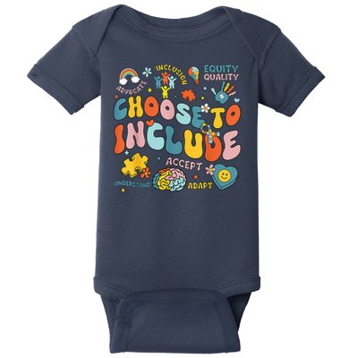 Choose To Include Inclusion Matters Autism Awareness Teacher Baby Bodysuit