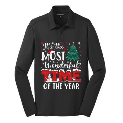 Christmas Trees ItS The Most Wonderful Time Of The Year Gift Silk Touch Performance Long Sleeve Polo