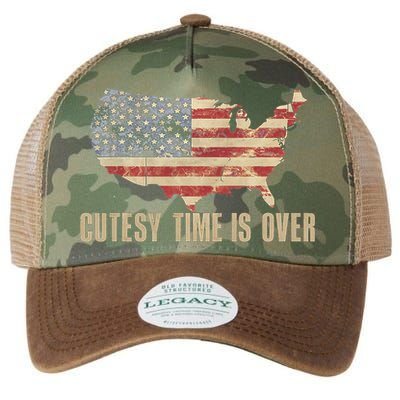 Cutesy Time Is Over American Flag Patriotic Conservative Legacy Tie Dye Trucker Hat
